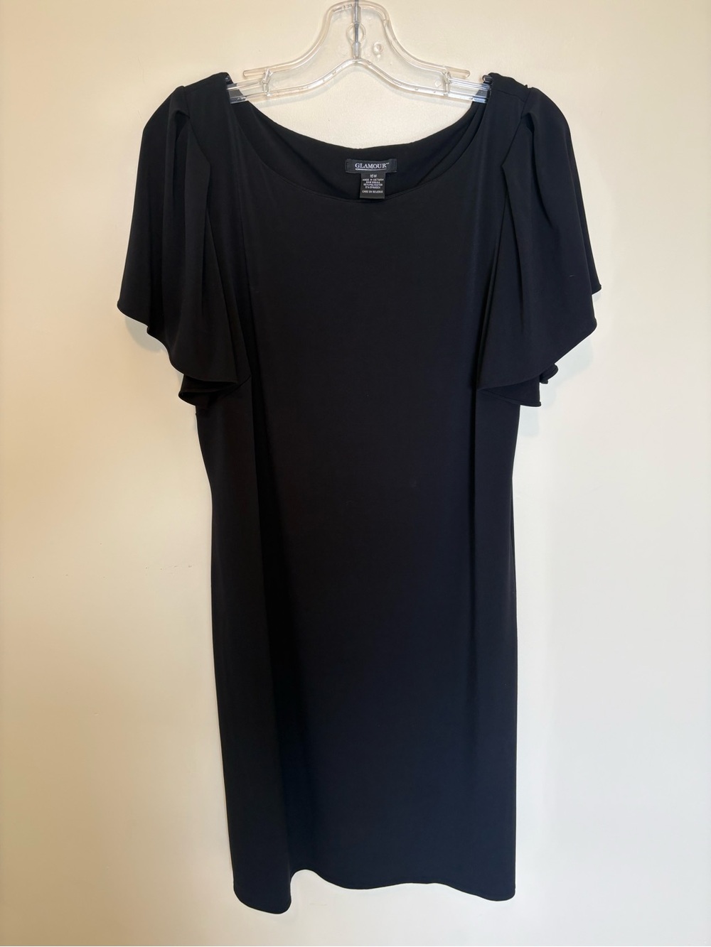 Glamour Black Flutter Sleeve plus Size Dress